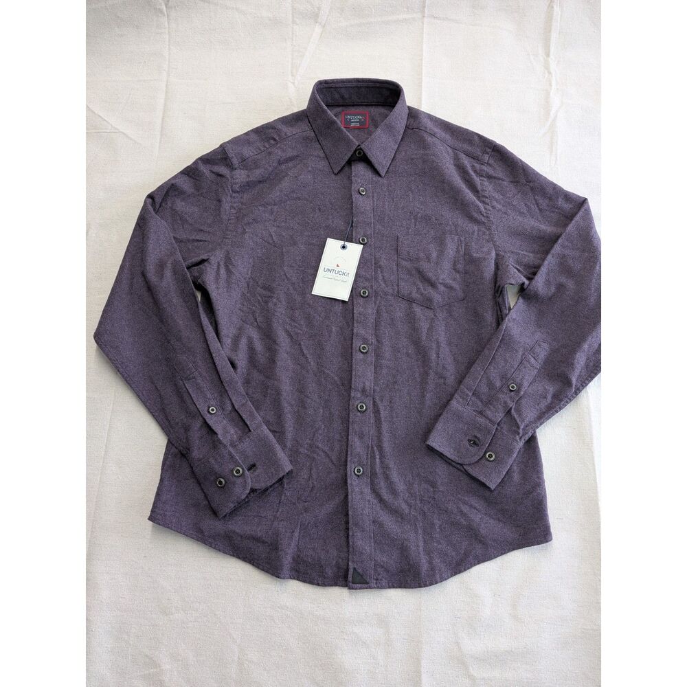 Preppy Heritage Classic M UNTUCKit Sherwood Purple Flannel Button Down NWT